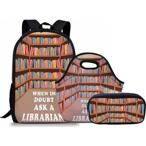 Librarian Life School Bag Bag Set Schoolbags Children Bacpacks for Kids Book Bag Satchel Schoolbag Mochila Escolar Teenagers