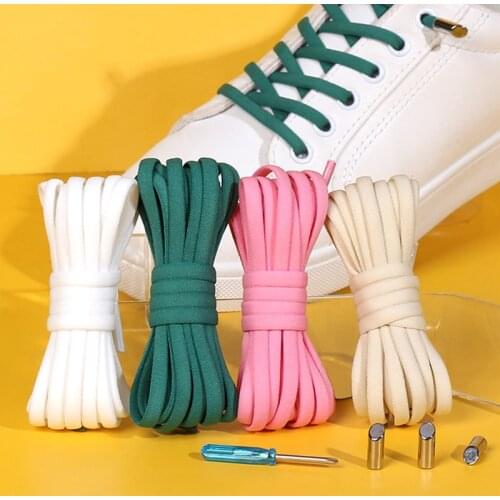 1Pair No Tie Shoelaces Quick Lazy Laces Solid Color Shoestrings Round Elastic Shoe Laces For Kids And Adult Sneakers Shoelace