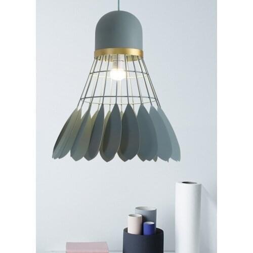 Nordic iron badminton chandelier macaron color LED bedroom bedside aisle Restaurant Bar Chandelier