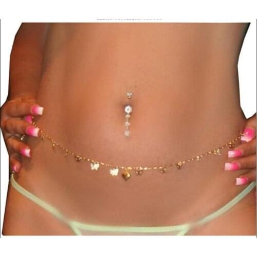 Sexy Body Jewelry Tennis Waist Chain For Women Beach Charm Bikini Belly Chain Butterfly Waist Chain Belt S1900