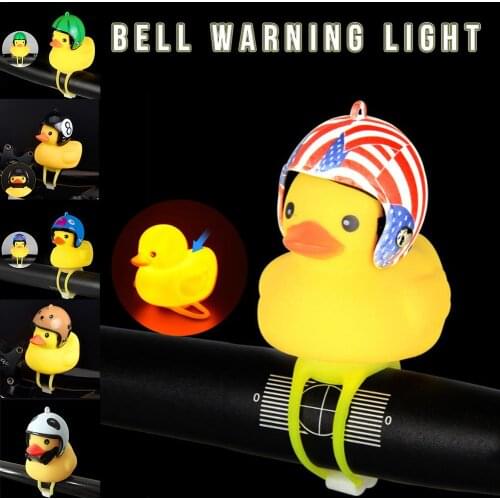 Small Yellow Bike Duck Bicycle Bell Luminous/Normal Helmet Duck Ducky Dicycle Wind Motor Riding Cycling Lights Horn