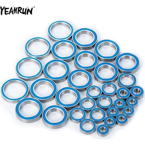 YEAHRUN 33Pcs RC Wheel Hub Ball Bearing Chrome Steel Blue Rubber Sealed Bearings Set For Traxxas 8s X-Maxx RC Car Upgrade Parts