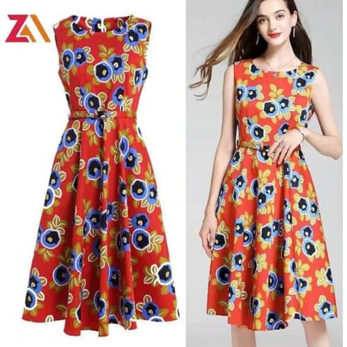 ZALady Summer Tank Dress Designer Women Red Elegant Floral Vestidos de mujer Casual Midi Dresses Plus Size Women Clothing Robes