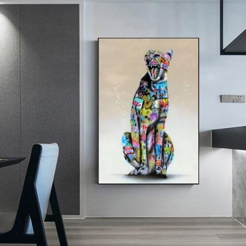 Animal Graffiti Art Panther Canvas Painting On The Wall Art Prints Posters Wall Pictures for Living Room Home Wall Cuadros Decor