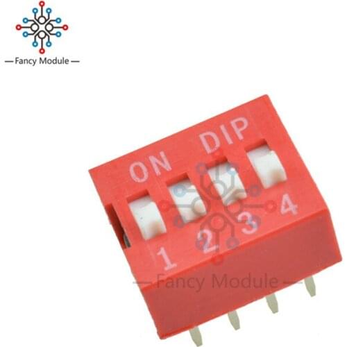 10Pcs Slide Type Switch Module 2.54mm 4-Bit 4 Position Way DIP Red Pitch New