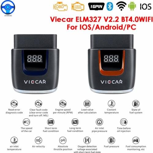 2021 Viecar OBD2 OBD II/EOBD Support for Windows/Android/iOS Viecar VP001-4 V2.2 Bluetooth Wifi/USB 18F25K80 Car Diagnostic Tool