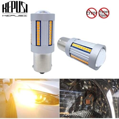 2x BAU15S PY21W 7507 1156 BA15S P21W LED Bulbs led Turn Signal Light Bulb Amber Yellow DC12-24V Canbus No Hyper Flash