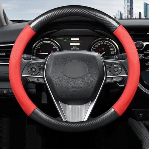38cm 15" Genuine Leather Braid on the car steering wheel Cover for toyota Fortuner Harrier Highlander Kluger