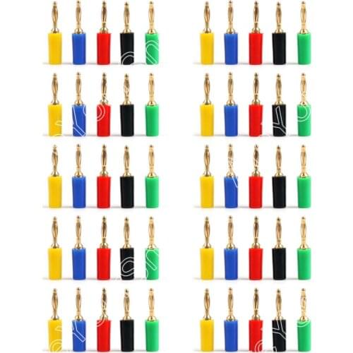 Areyourshop 50Pcs Mini 2mm Copper Banana Plug Jack For Speaker Amplifier Gold Plated Binding Post Test Probes Connect