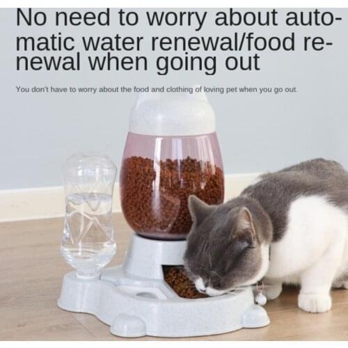 2.2L Pet Dog Cat Automatic Feeder Bowl for Dogs Drinking Water 528ml Bottle Kitten Bowls Slow Food Feeding Container Supplies