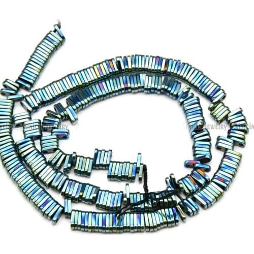 2x8mm Rectangle Pyramid Hematite Double Hole Beads Green Gold Silver Palting 2mm Two Holes Spacer Beads For Bracelet Making