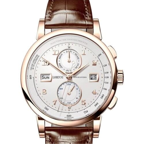 Watch for men,mens automatic watches LOBINNI man self wind mechanical wristwatch waterproof dress clock luxury brand timepiece