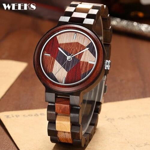 Natural Wood Watch Men Quartz Watches Luxury Colorful Mixed Wooden Block Type Wristwatch Clock Male Business Relogio Masculino