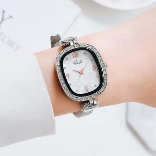 Fashion Women Watch Silver Mesh Belt Ladies Wristwatch Diamond Dial Watches Women Gift For Female Clock Reloj Mujer 2021 NEW