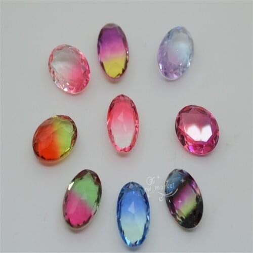 Decorative stones Tourmaline Rainbow Rectangle Teardrop oval Glass Crystal Diamonds Jewels Making 10x14mm 48pcs