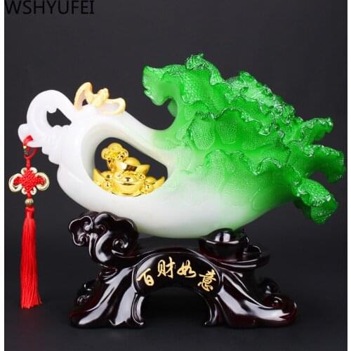 Fengshui Chinese Cabbage Resin Statue Home Decor Living Room Decoration Craft Wedding Christmas Gift Ornament Office Mascot