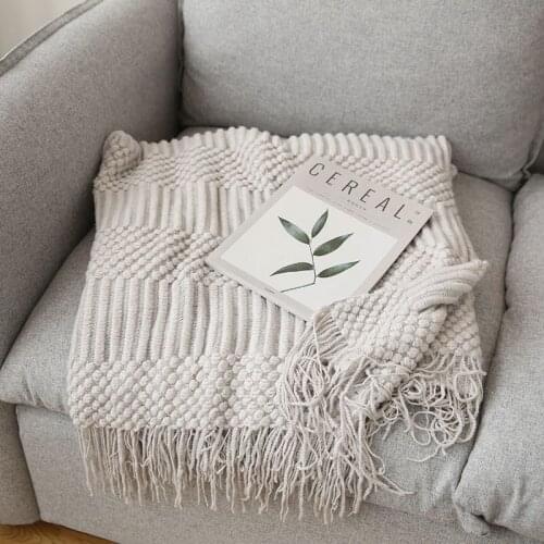 Tassels Sense of Three-dimensional Design Blankets for Beds Solid Color American Nordic Style Sofa king size Fleece Blanket