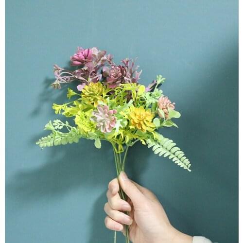 1Pc 26cm Artificial flowers Gem Lotus branch with leaves wedding party decor flores fake plants flower arrangement supplies