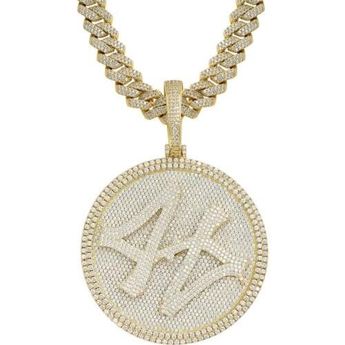 Big Size Iced Out Spinner Round 44 Medallion Pendant 12mm 20" Hip Hop Cuban Chain Necklace For Men Gift Drop Shipping