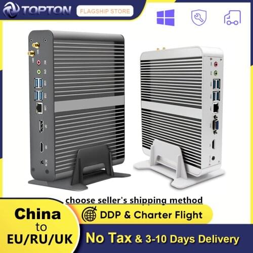 Topton Nuc Fanless Desktop PC Intel Core i7 10710U i5 8265U Mini Computer 2*DDR4 M.2+Msata+2.5'SATA 4K HTPC Nettop Assembly PC