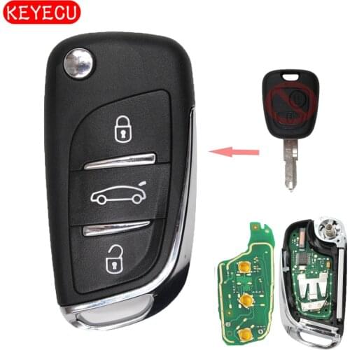 Keyecu Modified Folding Remote Key Fob 2 Button 433MHz Electronic ID46 Chip for Peugeot Citroen Uncut 206 Blade