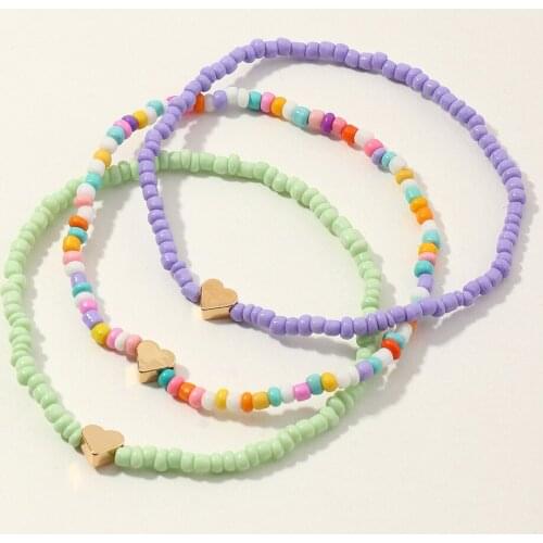Fashion Simple Heart Female Anklets Foot Jewelry Bohemian Handmade Colorful Beads Ankle Bracelets Leg Chain Beach Anklet Women