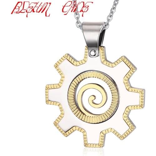 Punk Men 316L Stainless Steel Gear Pendant Personalized Fashion Titanium Steel Necklace