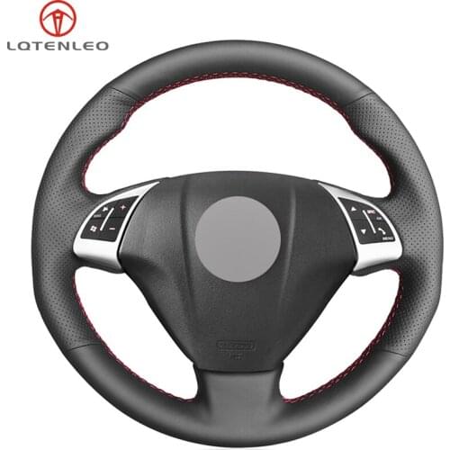 LQTENLEO Black Genuine Leather DIY Hand Sewing Car Steering Wheel Cover For Fiat Punto 2007-2019 Bravo 2007-2019 Linea 2007-2019