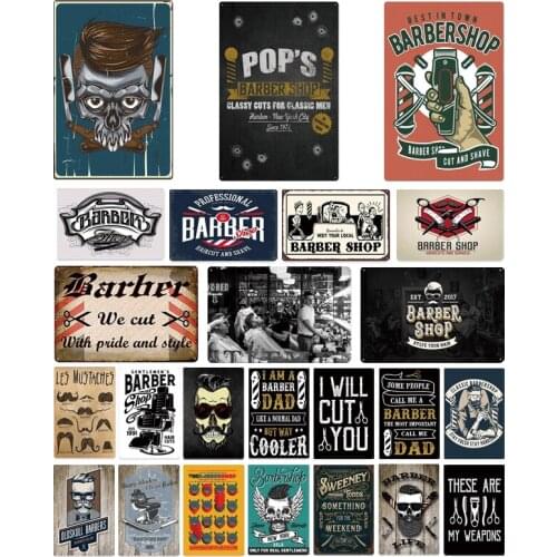 Barber Tin Sign Hair Cut Plaque Metal Vintage Metal Sign Mould-making Retro Barber Shop Signs Wall Art Iron Painting