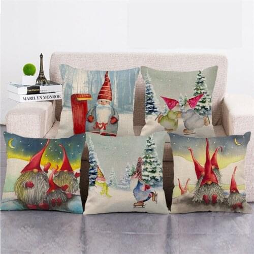 Wholesale 45cm*45cm Christmas tree Santa Claus Linen/Cotton Throw Pillow Covers Couch Cushion Cover Home Decor Pillowcase