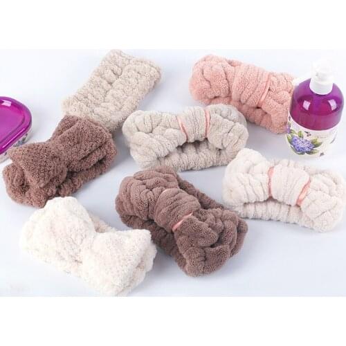 Coral Fleece Soft Headband Spa Facial Hairband Elastic Hair Band for Women Girls Wash Face Turban Headwear Hair Accessories