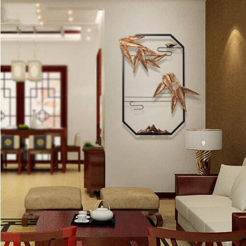 Modern Wrought Iron Gold Flower Wall Mural Ornaments Hotel Corridor Wall Hanging Crafts Decoration Home Livingroom Wall Sticker