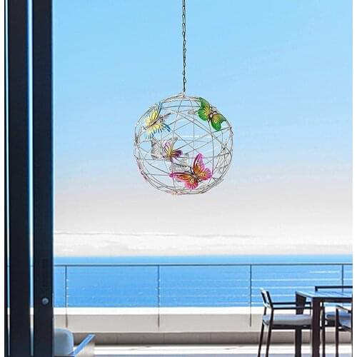 Hanging Solar Luminous Butterflies Round Ball Light Outdoor Waterproof Garden Coutrtyard Landscape Pathway Home Decorative Light