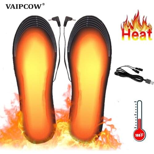 VAIPCOW USB Heated Shoe Insoles for Feet Warm Sock Pad Mat Electrically Heating Insoles Washable Warm Thermal Insoles man women