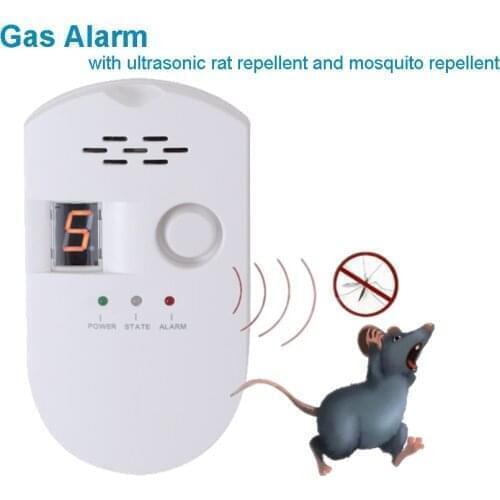 EU UK Gas Alarm Detector with ultrasonic rat repellent and mosquit, LPG/Natural Gas/Coal Gas Detector Sensor Plug-in Gas Leakage