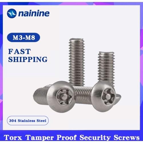 [M3 M4 M5 M6 M8 M10] 304 Stainless Steel Torx Button Head Tamper Proof Security Screws A034