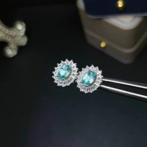Fine Jewelry 925 Sterling Silver Natural Apatite New Female Ring Fashion Support Test Hot Selling