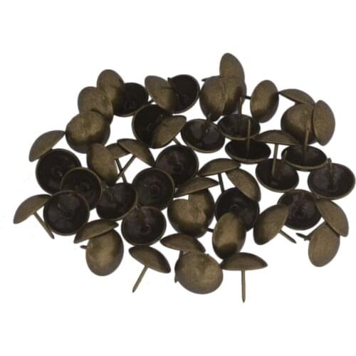 Replacement Bronzy Antique Upholstery Nails Tacks Studs Thumb Tack Push Pins Ancient Style Furniture Fix 23 x 23mm (Pack of 50)
