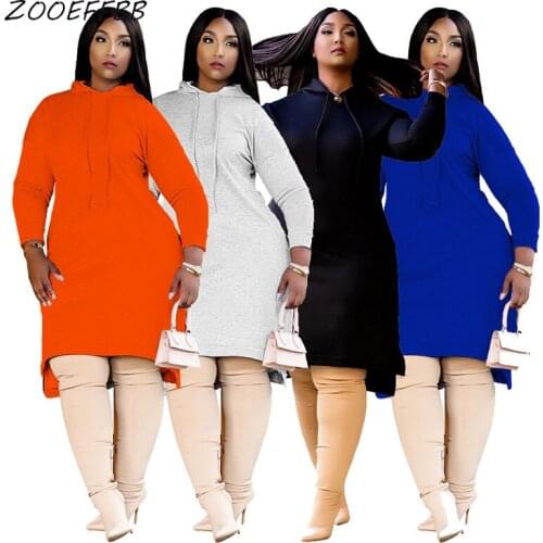ZOOEFFBB Irregular Midi Dresses Streetwear Fall Clothes for Women 2021 Fashion LoungeWear Long Sleeve Loose Hooded Sweater Dress