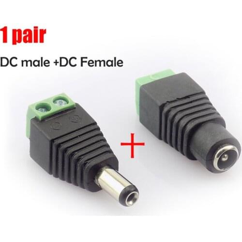 1 pair 2.1x5.5 mm DC Male + Female plug Connector power supply jack adapter BNC for CCTV camera LED strip lamp lighting light