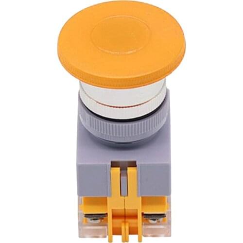 1pc Emergency Stop Mushroom Head Push Button Switch Reset LAY37-11M Yellow