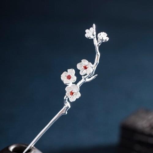 1pcs Flower Silver Hairpin Daily Girls Hair Accessories Hair Stick for Hanfu Headdress Decor Women Girl Birthday Gift