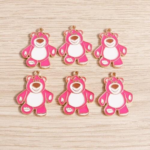 10pcs 22*27mm Cartoon Alloy Enamel Bear Charms Pendants for Jewelry Making DIY Necklaces Earrings Handmade Crafts Accessories