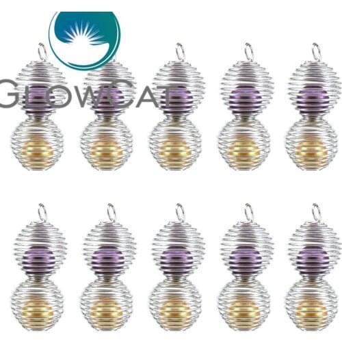 10x K580 Iron Ball Spring Spiral Pearl Cage Jewelry Making Beads Cage Pendant Essential Oil Diffuser Aroma Locket For Oyster