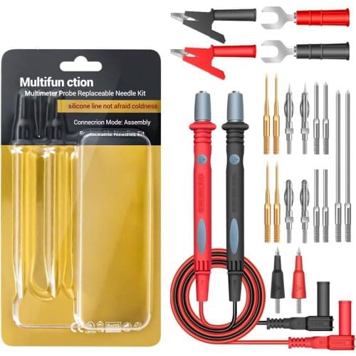 22pcs In 1 Set Universal Digital Multimeter Probe Needle Tip Probe Test Leads Pin Wire Pen Cable Test Line Assortment Kit