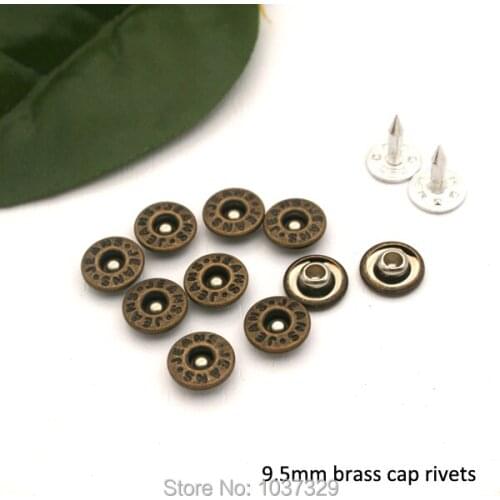 450sets/lot 9.5mm brass garment jeans rivets with alum nail Antique brass Bronze color ZD-005