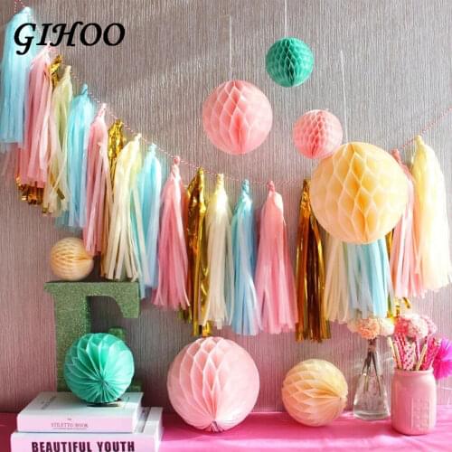 5 Sheet/Lot Tissue Paper Foil Tassel Garland Fringe Wedding Birthday Party DIY Decor Backdrop Banner Balloons Tails