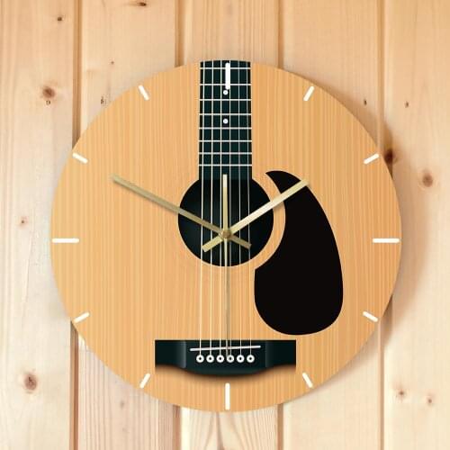 Acoustic Guitar Silent Wall Clock Music Instrument Minimalist Wall Clock Music Studio Home Decor Musician Studio Guitarist Gift
