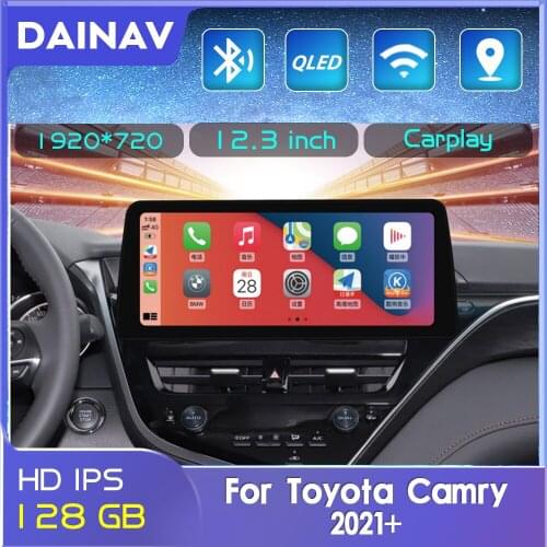 12.3 inch 128GB Car Radio DVD Player GPS Navigation Head Unit For Toyota Camry 2021 2 Din Car Stereo Receiver video
