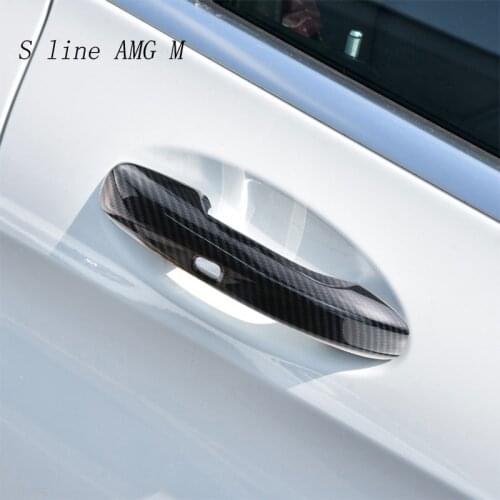 Car Styling Carbon fiber For Mercedes Benz C E GLC Class W213 W205 X253 Outer Door Bowl Handle Stickers protection Covers Trim
